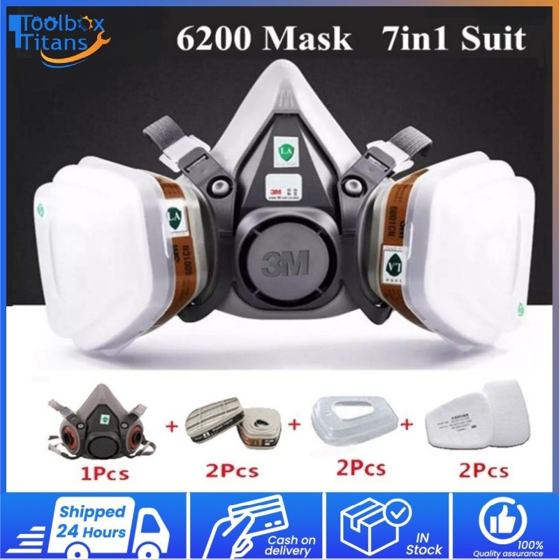 6200 Half Face Painting Spraying Respirator Gas Mask 7 In 1 Suit Safety ...