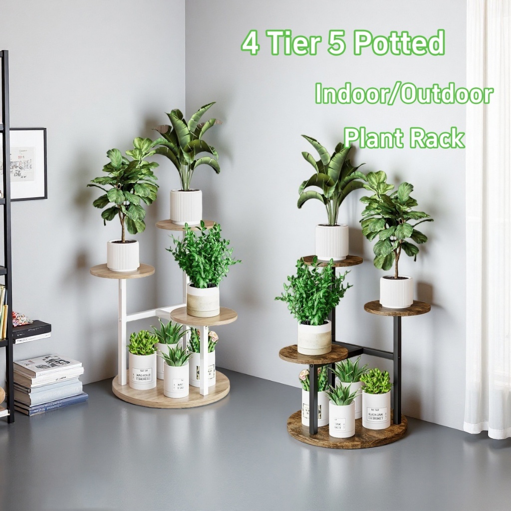 Flower Rack 4 Layers 5 Potted Metal Plant Storage Rack, Suitable For ...
