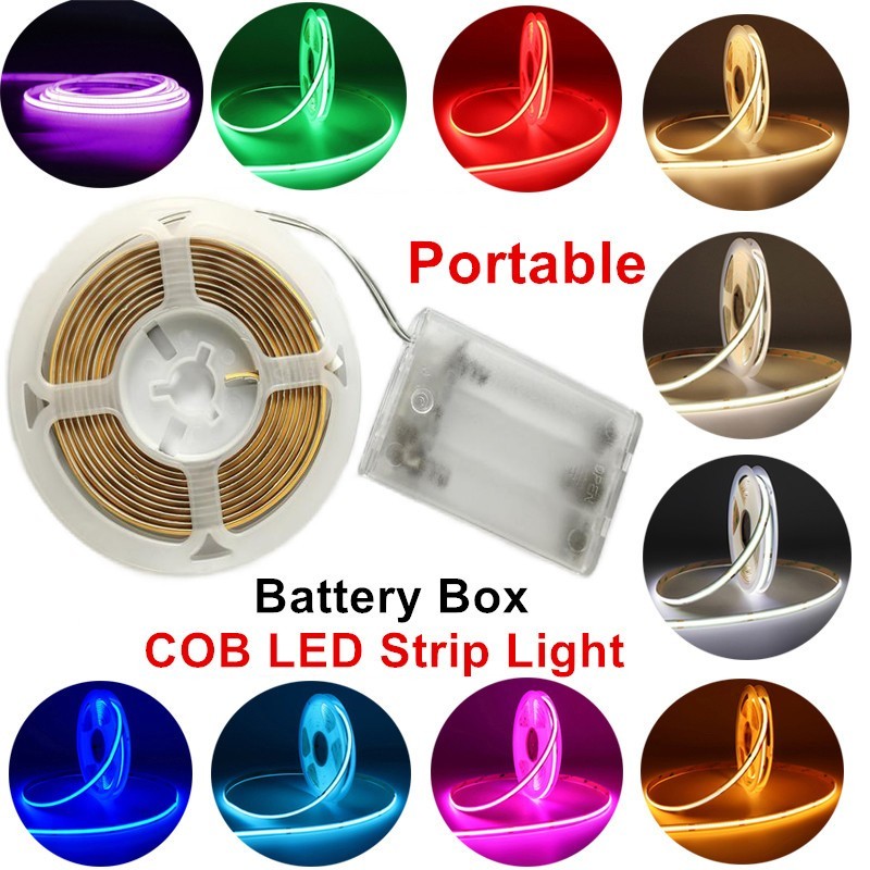 Portable 5V COB LED Strip Light with Battery Box for DIY Decoration ...