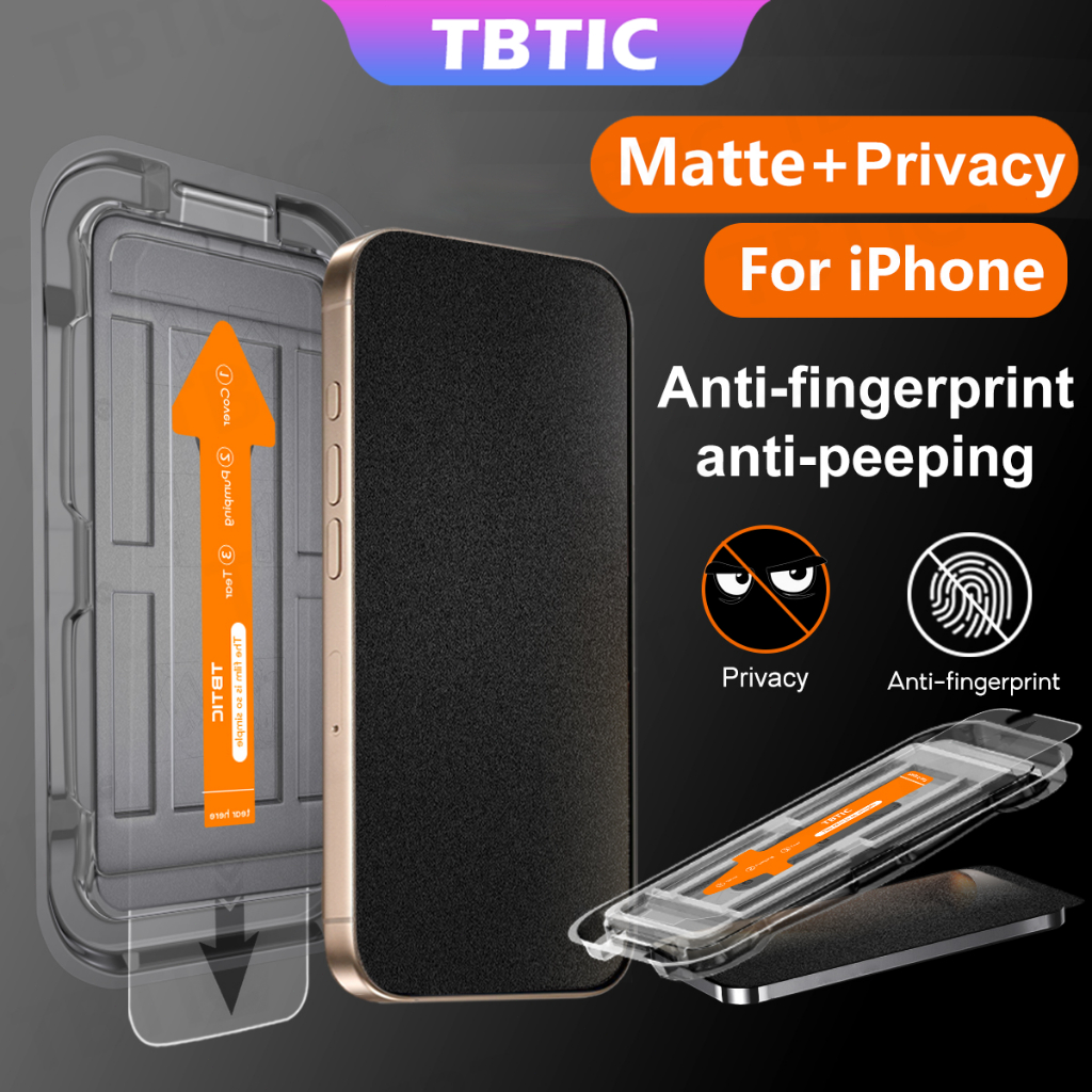 TBTIC Privacy Matte Tempered Screen Protector For iPhone 17 16 15 14 ...