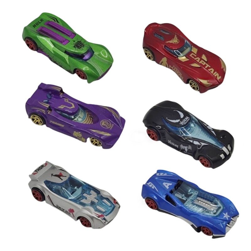 Avengers Car Toys 6Pcs/set Alloy Racing Cars Spider-Man Iron Captain ...