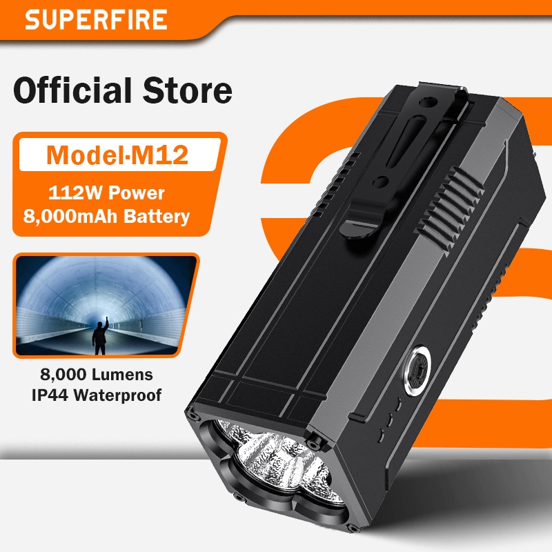 SUPERFIRE M12 112W Powerful LED Flashlight Ultra Bright 8000LM LED ...