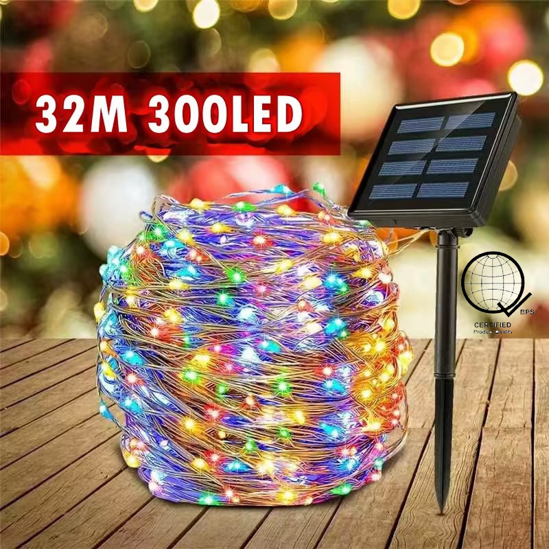 LED Holiay Light Solar Outdoor 7M 12M 32M LED String Lights Fairy ...