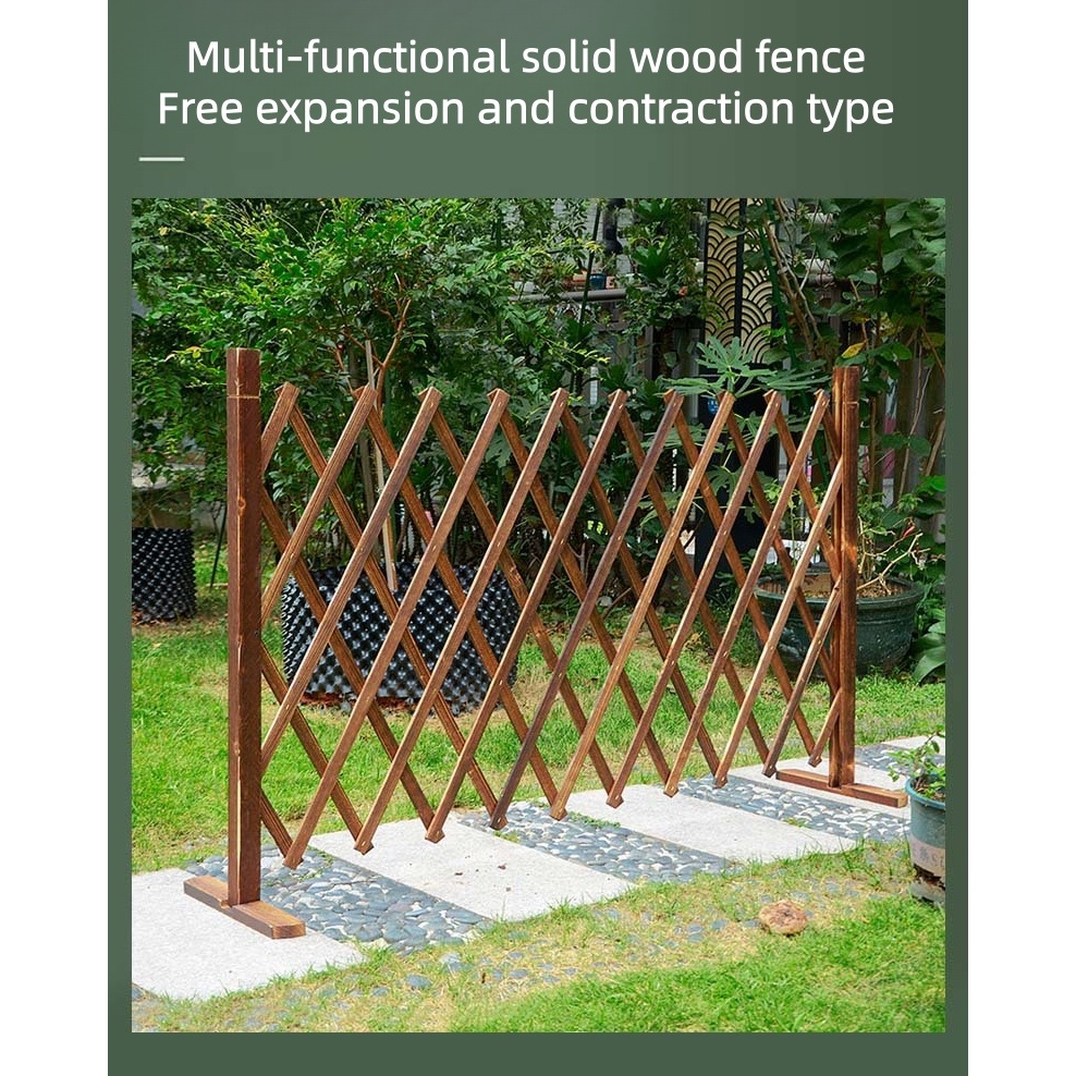 Solid Wood Fence Telescopic Fence Flower Rack Wood Mesh Fence Modern ...