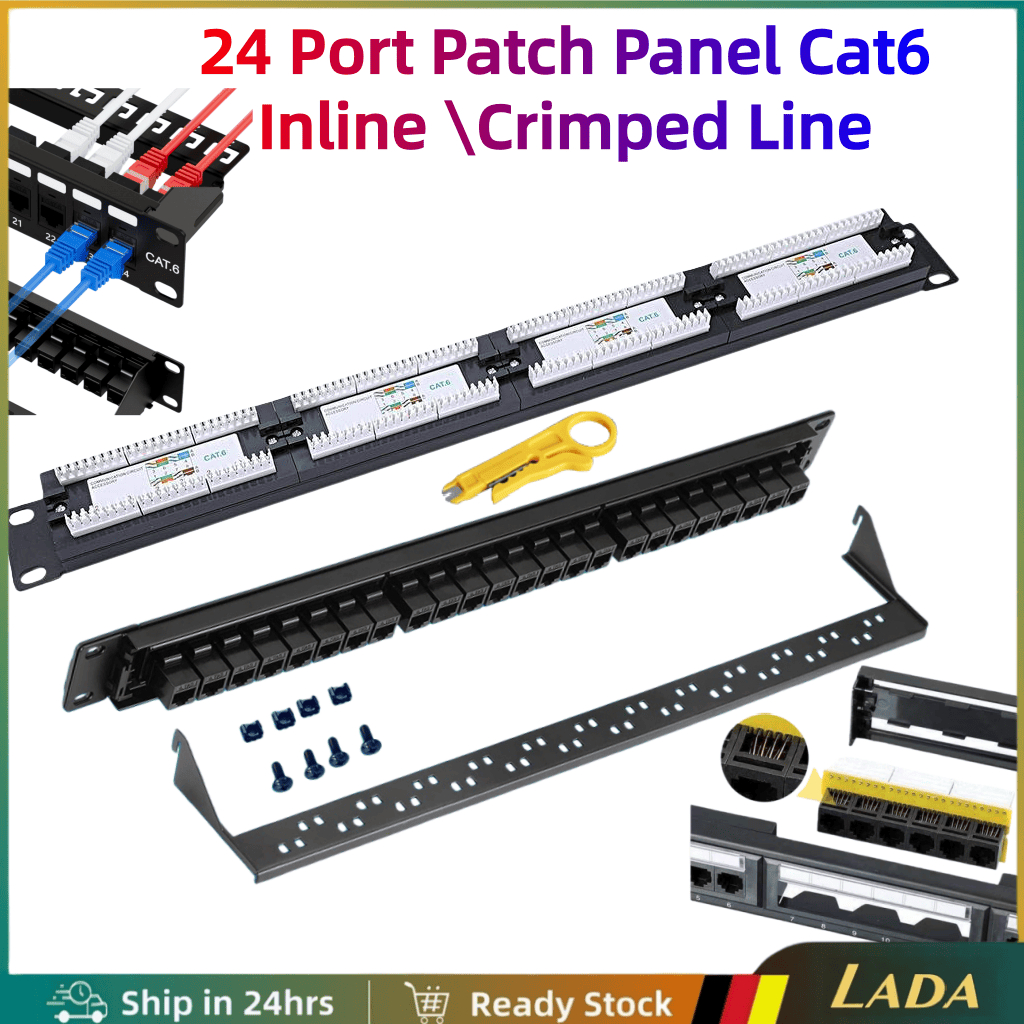 19Inch 24 Port Mountable Data Patch Panel CAT6 Network Twisted-pair ...