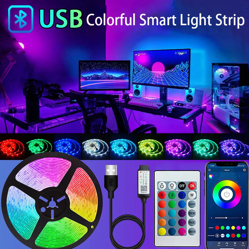 【1-100M 】LED RGB Strip Lights TV Backlight App+Remote Control Music ...