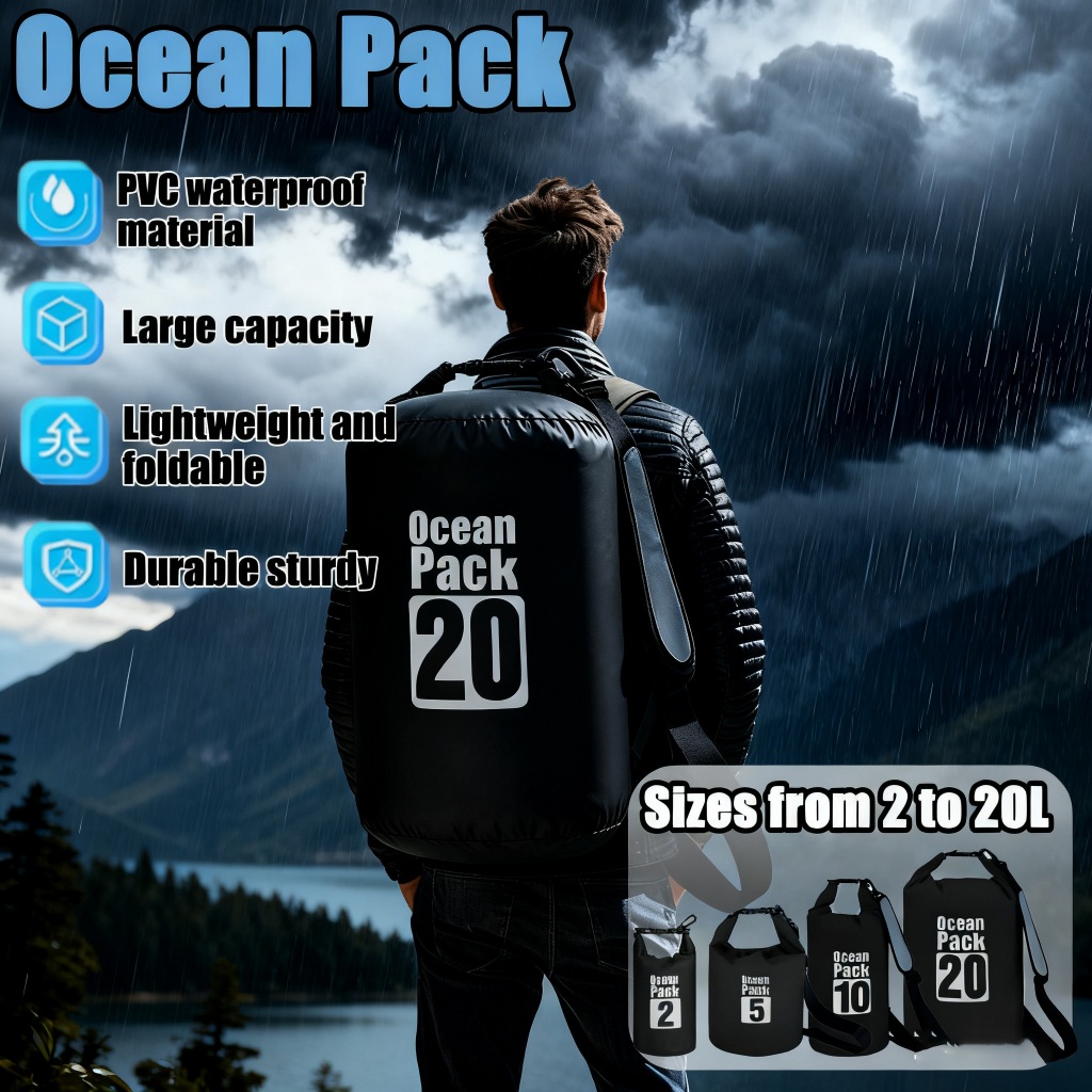 Local Delivery Waterproof Backpack PVC Dry Folding Bag Shoulder ...