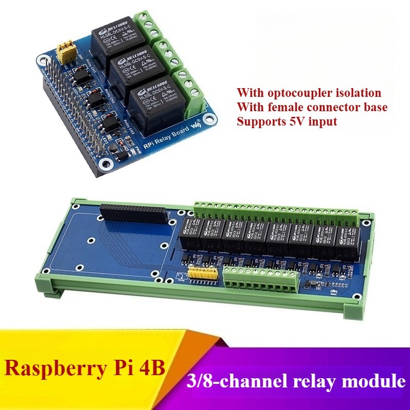Raspberry Pie 4 B Type 3 Channel 8 Channel Relay Module Smart Home ...