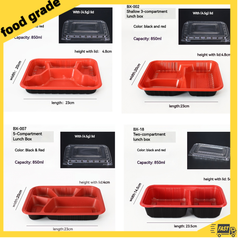 One-time disposable lunch boxes - Large capacity with lids - Plastic ...