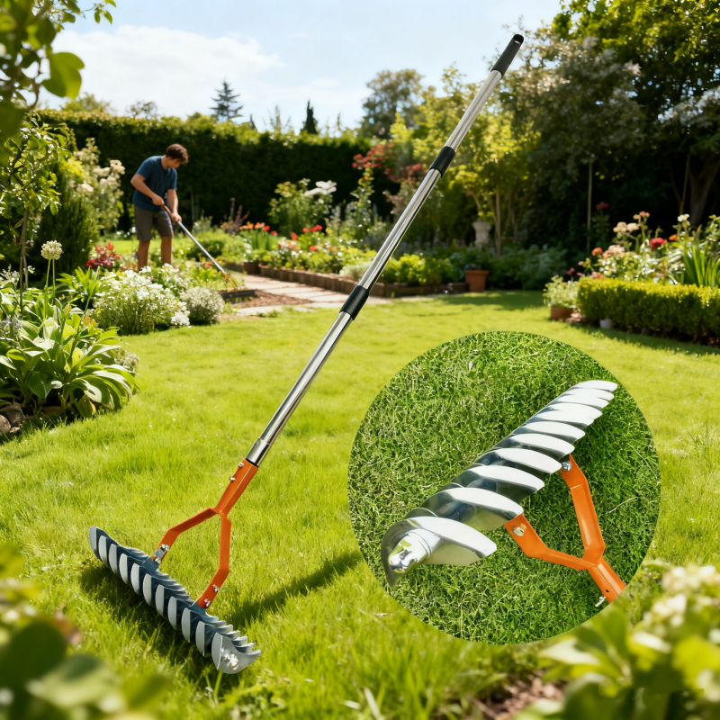 Detachable lawn rake, dry grass rake, thatch rake, garden leaf rake ...