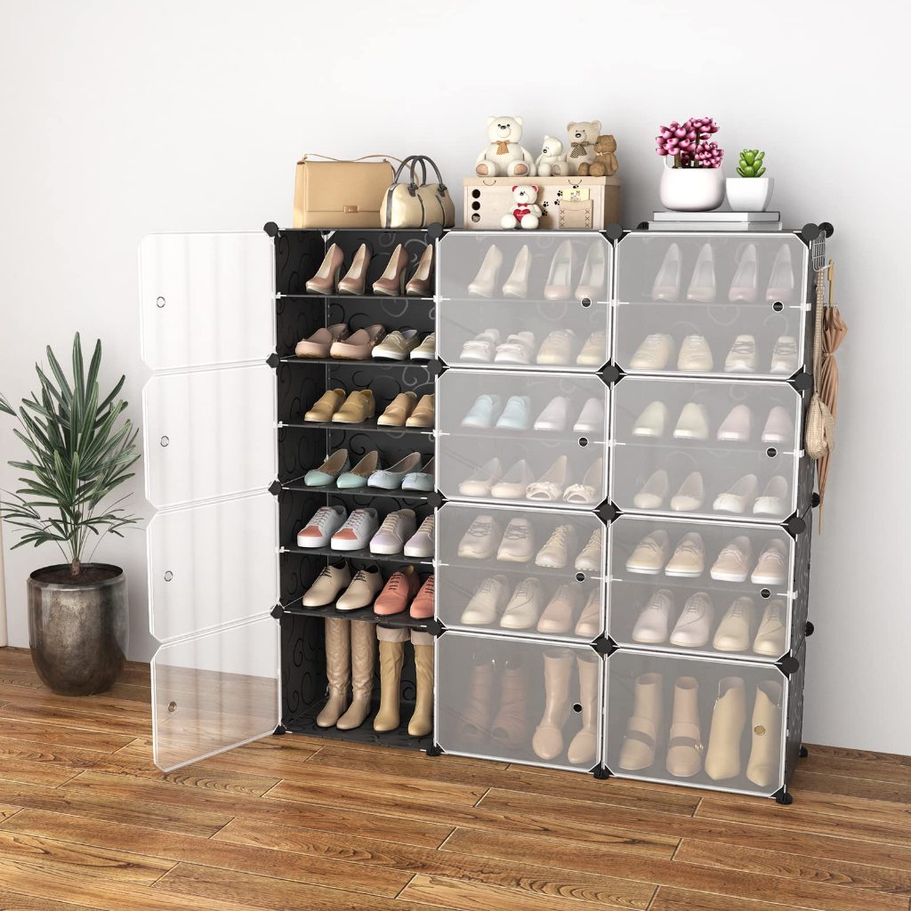 Shoe Cabinet Dustproof Stackable Shoe Rack Foldable Shoe Cabinet with ...