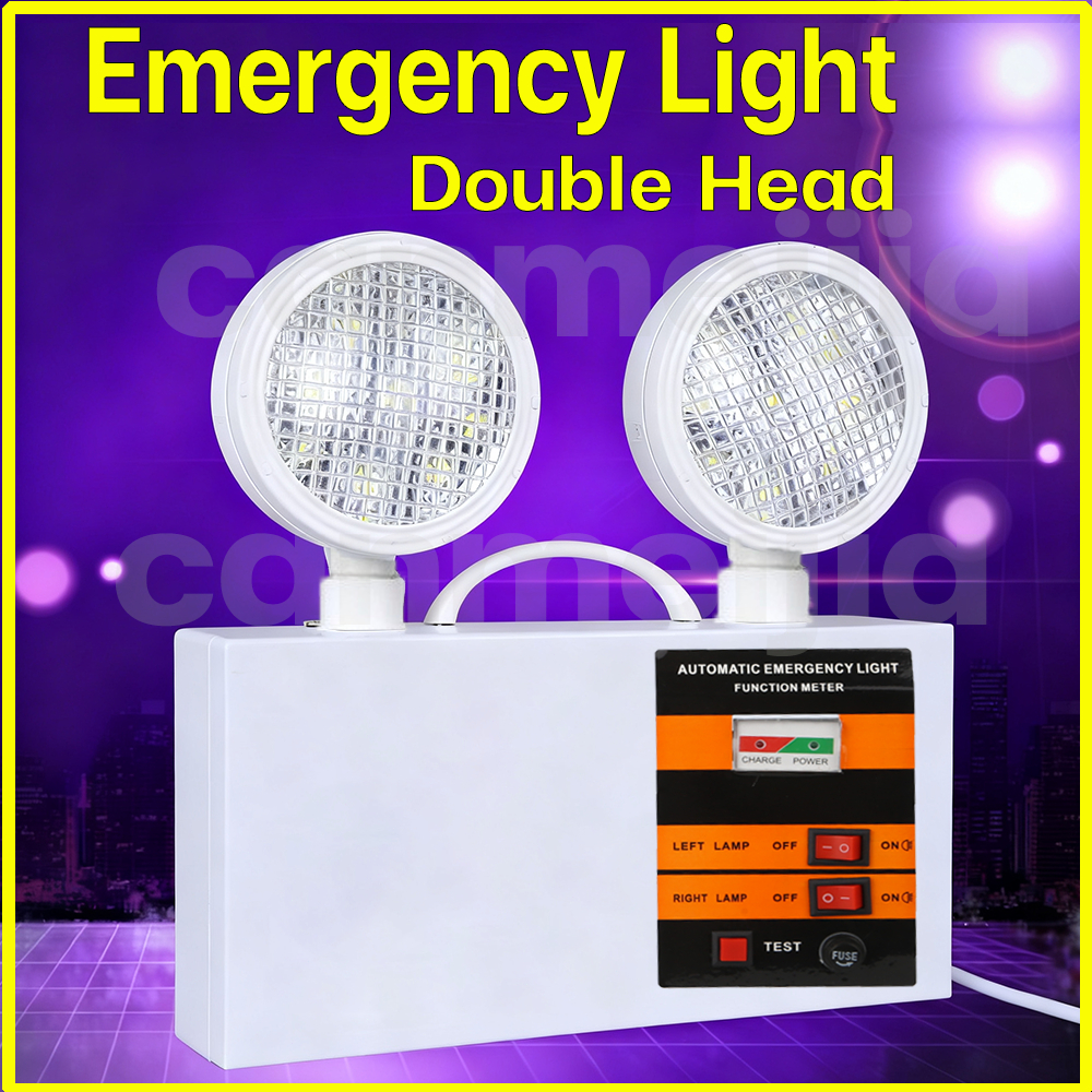 Twin head Fire Emergency Light Rechargeable LED Automatic Lighting 3W ...