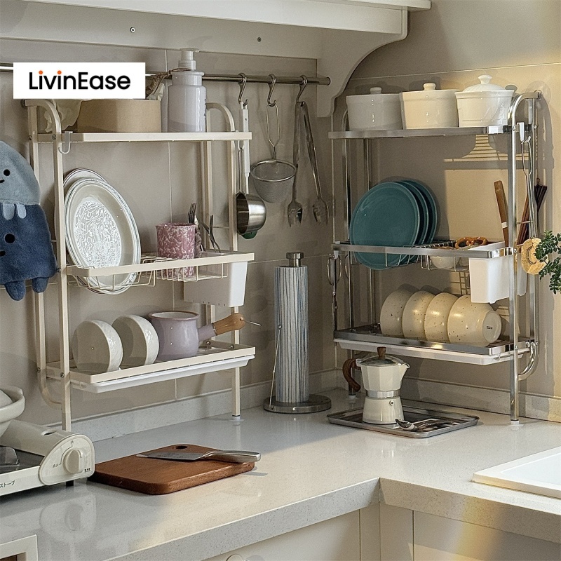 LivinEase 3 Tier Wall Mount Dish Rack 304 Stainless Steel Kitchen ...