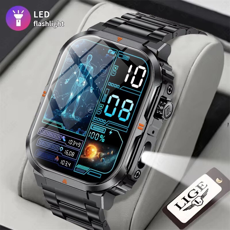 LIGE Multifunction Smart Watch LED Flashlight Sport Watches Health ...