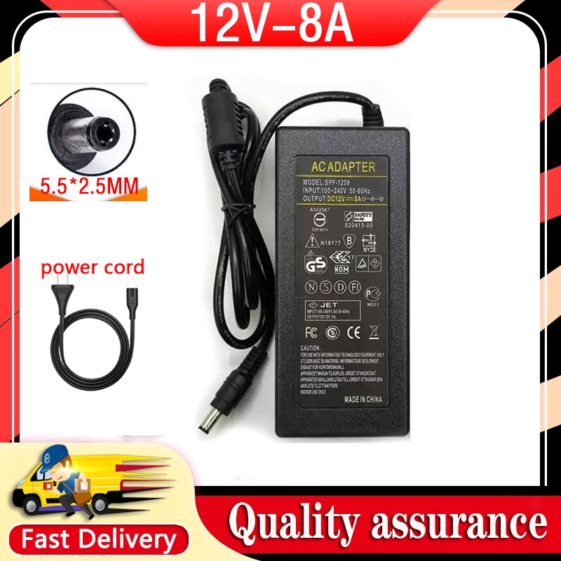 New 12V 8A 96W 5.5*2.5MM AC Power adapter For Monitoring camera LED ...