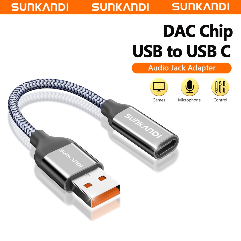 SUNKANDI USB to USB C Female Audio Adapter Sound Card Supports ...