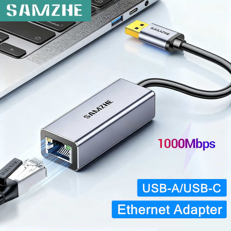 SAMZHE USB to Ethernet Adapter USB 3.0 to RJ45 1000Mbps Type C LAN ...