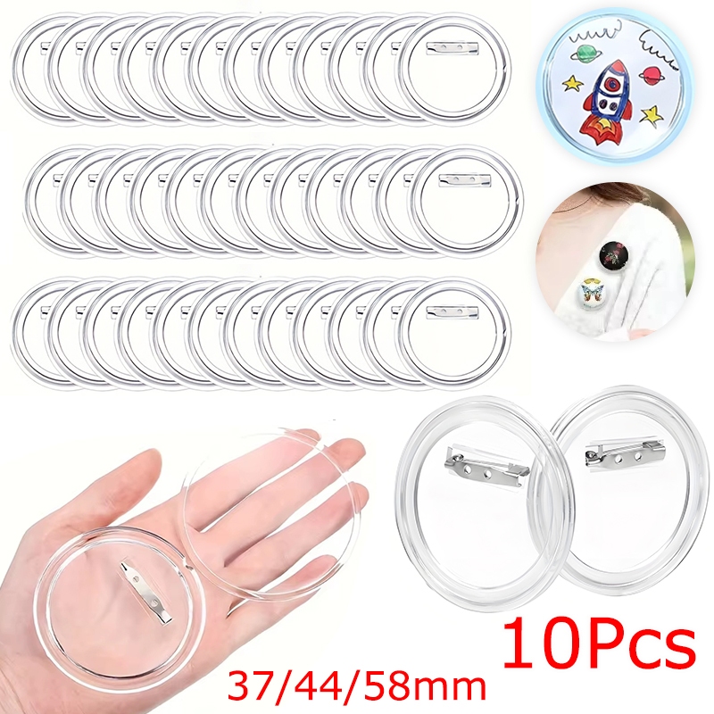 10Pcs 37/44/58mm Acrylic Design Button Badge Clear Button Pin Badges ...