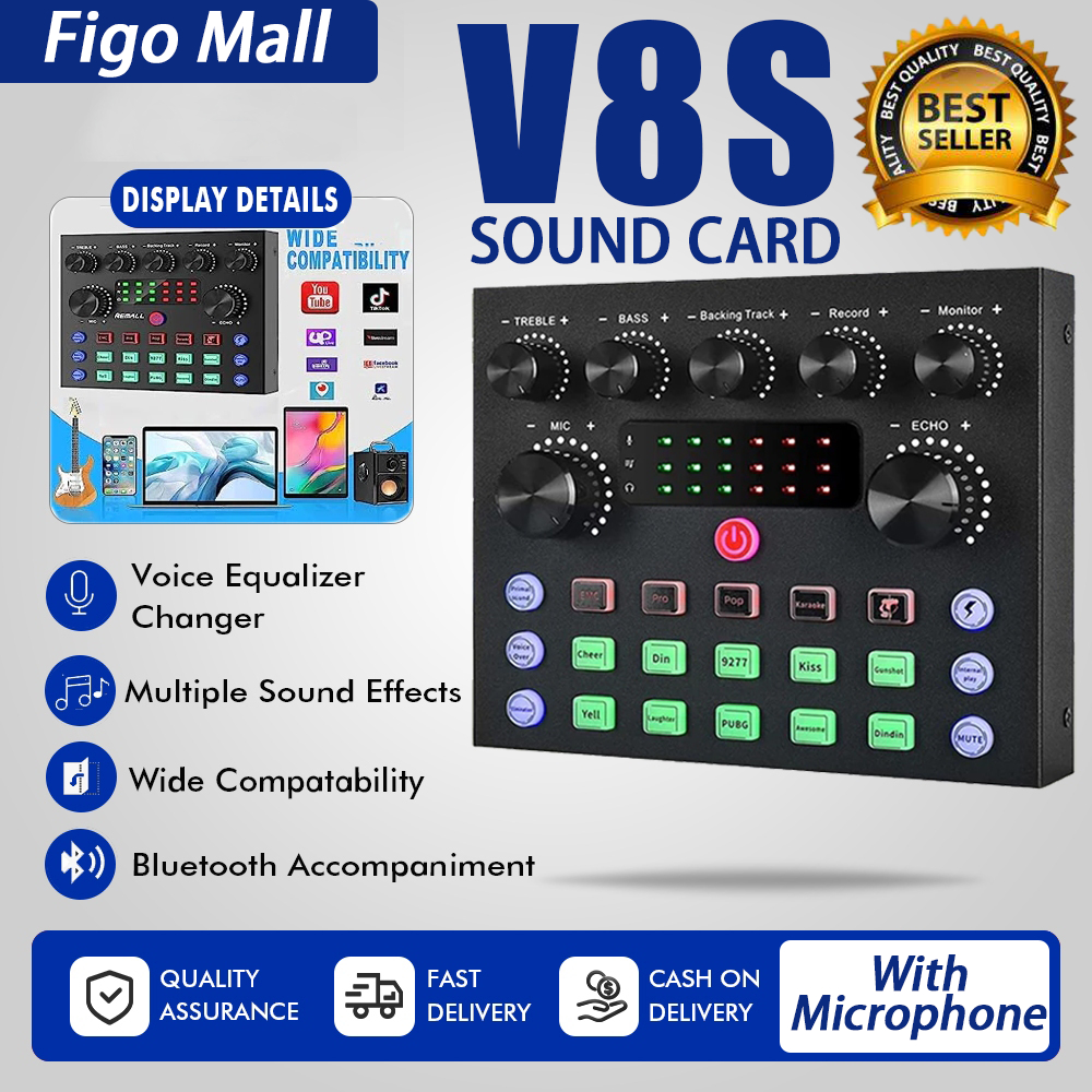 Premium Condenser V8s Sound Card Suit For Live Stream And Recording ...