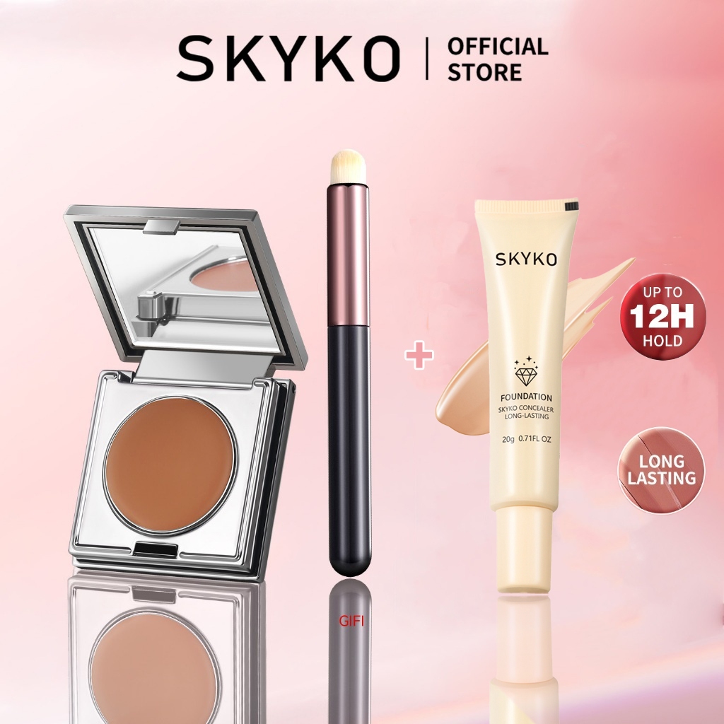 SKYKO 2pcs 3 In 1 Blush Cream&Matte Foundation Waterproof 12H Lasting ...