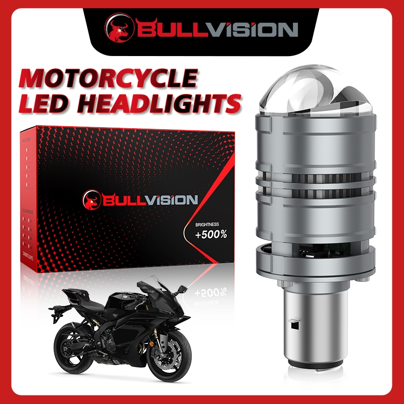 BULLVISION Ba20d H4 LED Projector Motorcycle Headlight Bulbs H4 High ...