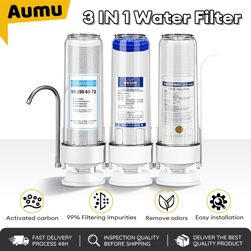 AUMU 3 In 1 Water Filter Water Purifier 99% Filter Alkaline Water ...