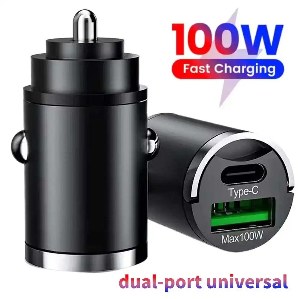 dual-port universal car super fast charger 100W Mini Car Charger USB ...