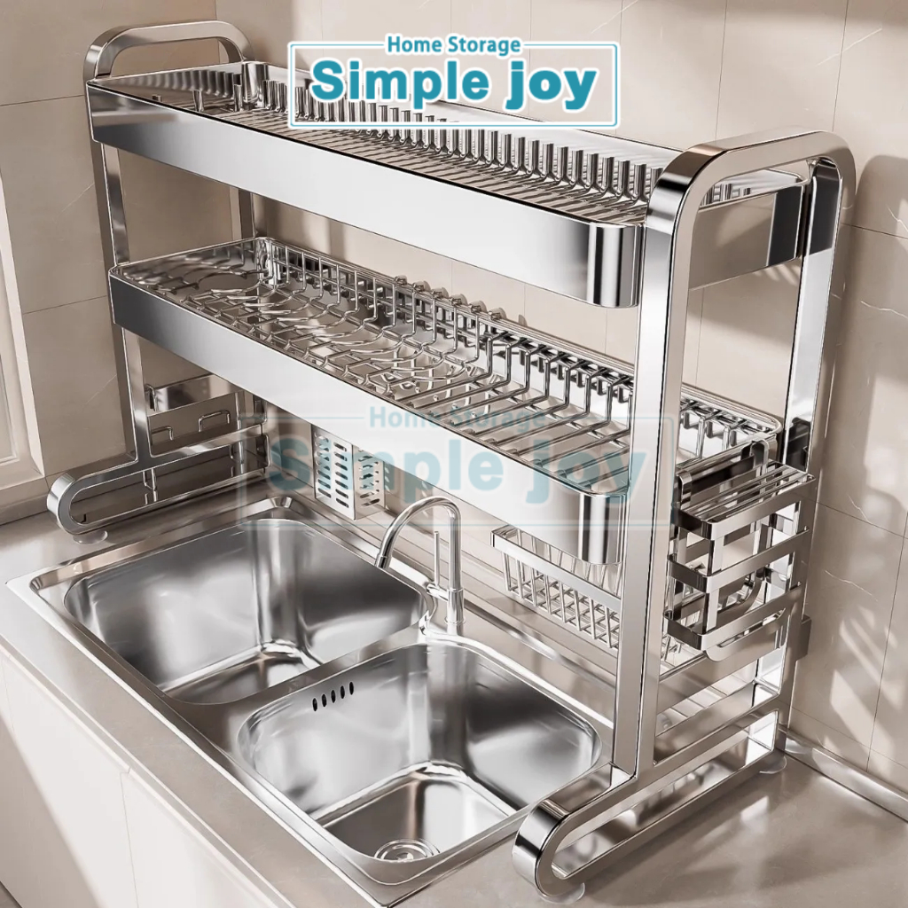 SimpleJoy Sink Dish Rack Stainless Steel Adjustable 62 to 102cm Anti ...