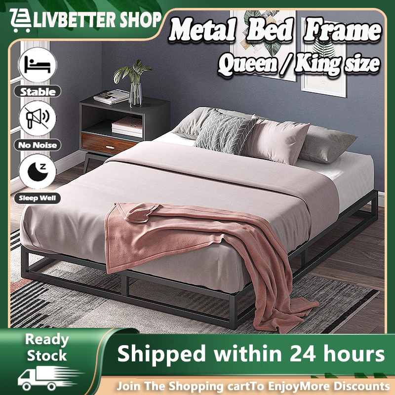 Iron Bed Frame Queen/King Size Folding Bed Single/Double Steel Foldable ...