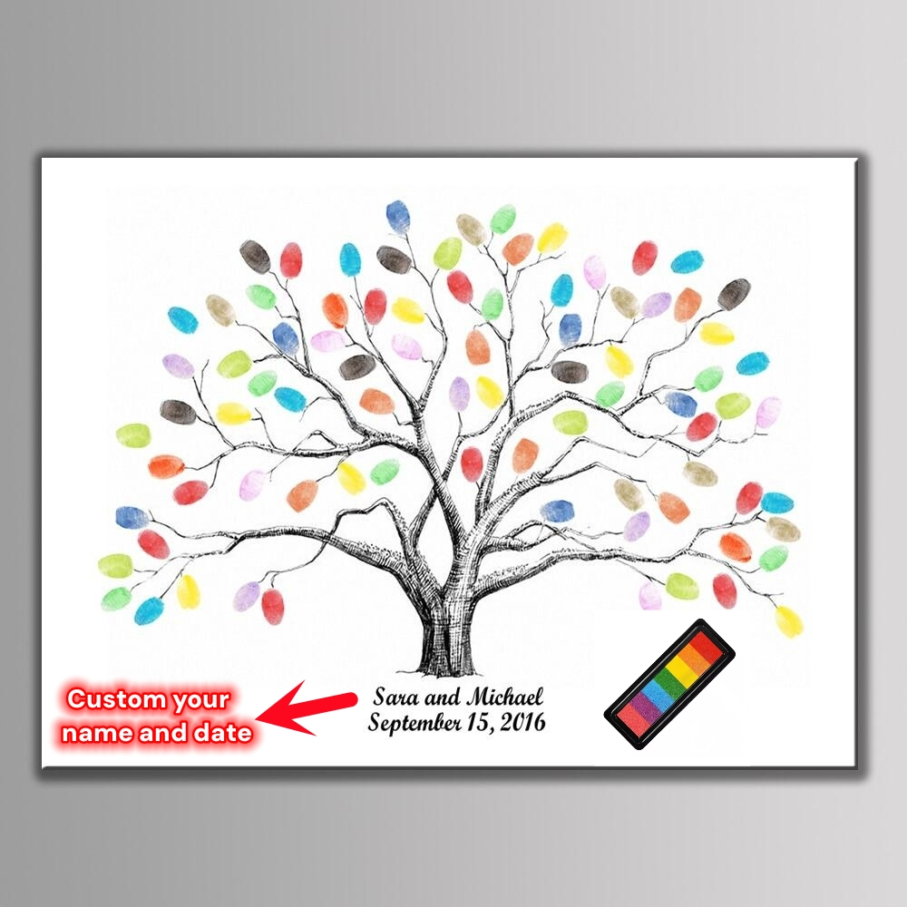 Multi size wedding tree signature guestbook with ink pad kindergarten ...