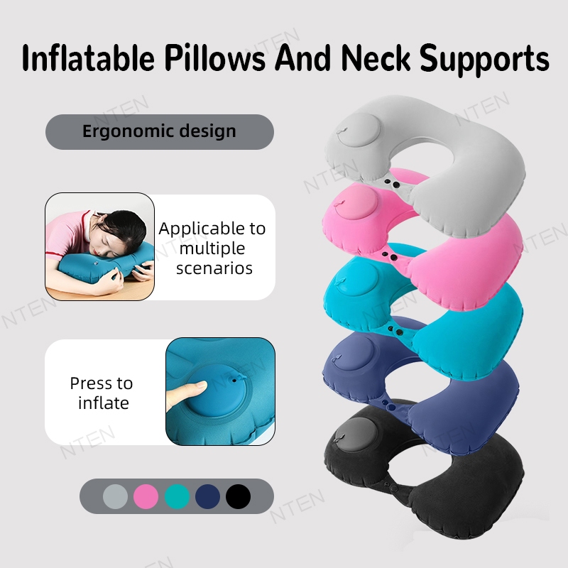 Travel Press Inflatable Pillow for Neck Support - Portable Air Pillow ...