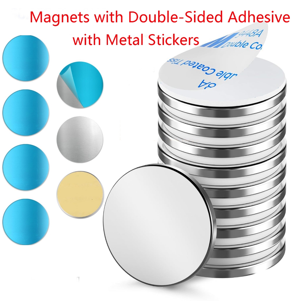 Strong Neodymium Disc Magnets with Double-Sided Adhesive, Round Magnet ...