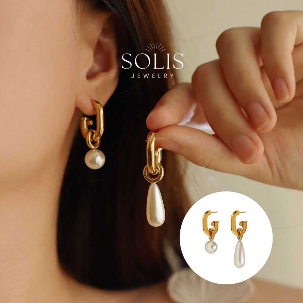 Detachable Pendant Teardrop Round Hoop Earrings • Waterproof Non ...