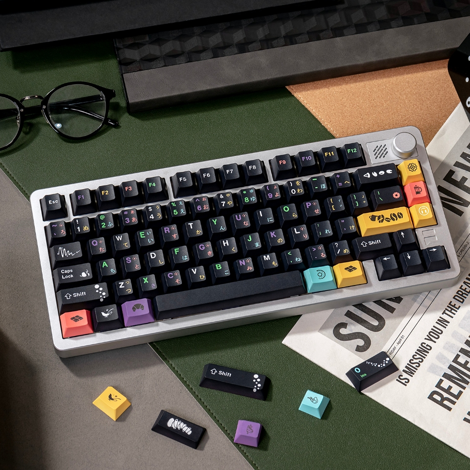 Black Donut Keycaps Japanese root colorful Font Cherry profile PBT ...