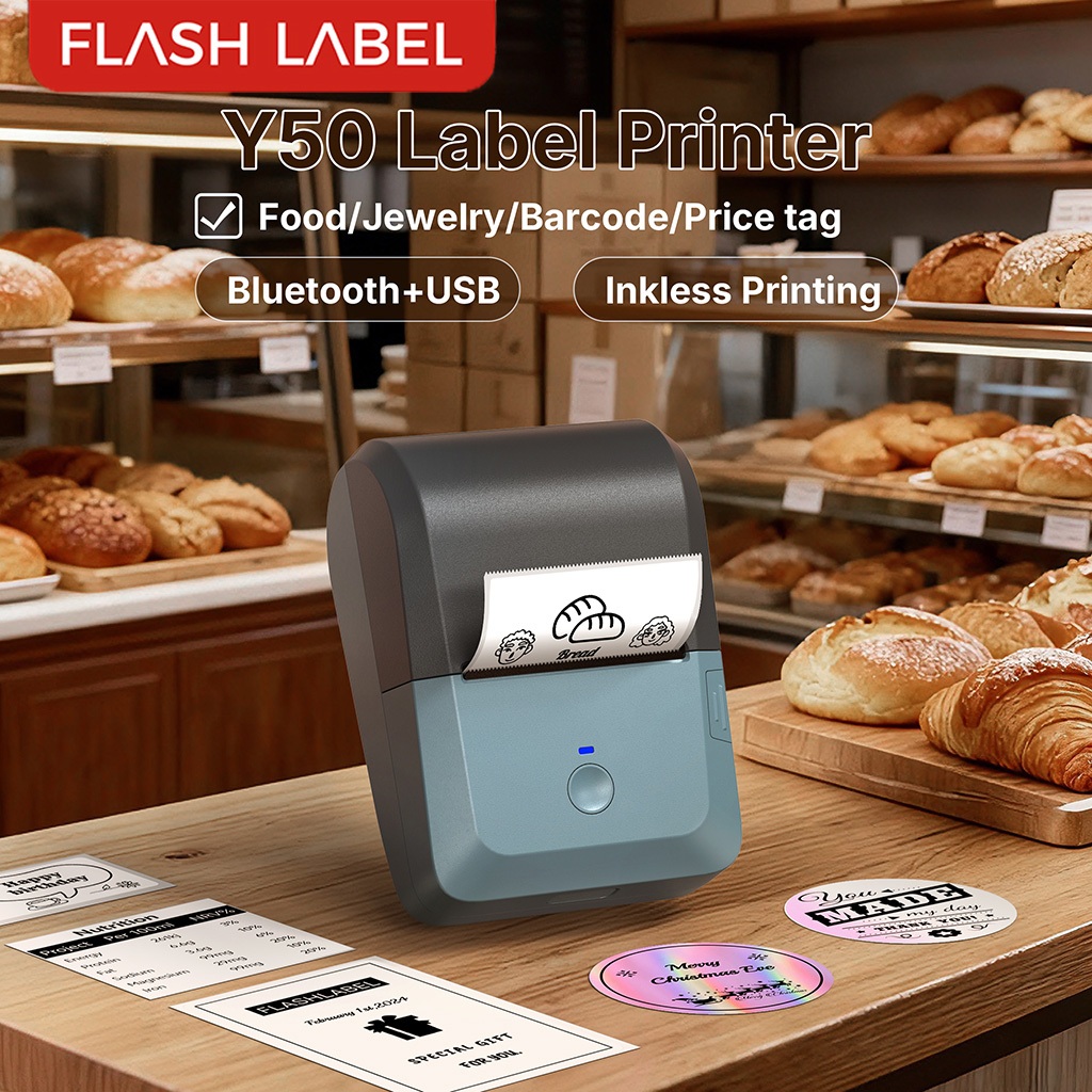 Flashlabel portable Bluetooth Thermal Label Printer-Y50P Mini Thermal ...
