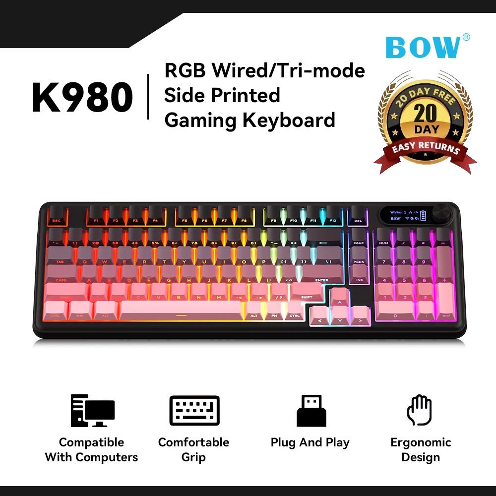 BOW Gaming Keyboard Side-printed Keyboard Contour 3.0 Keycaps RGB ...
