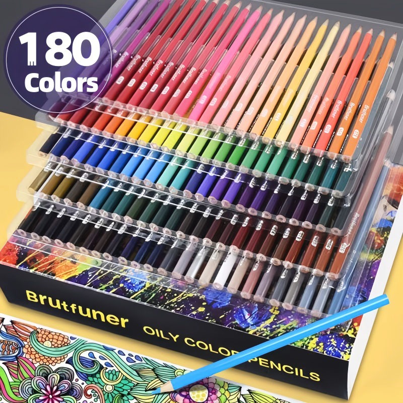Oil Color Pencil Set 72/80/120/180 Colors Painting Sketch Wood Colored ...