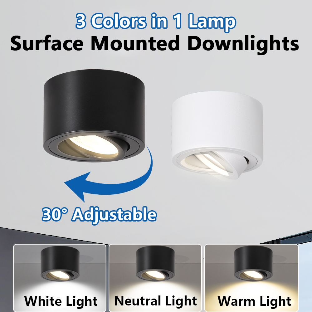 LED Downlight Surface Mounted Pin Light Adjustable Angle 3 Colors ...