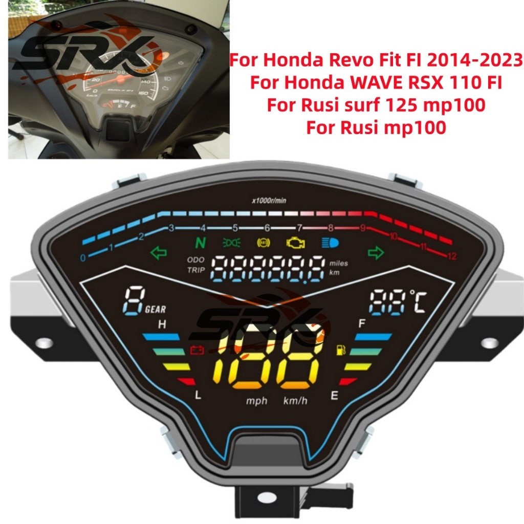 LED Motorcycle Speedometer Tachometer Meter Panel For Honda WAVE RSX ...