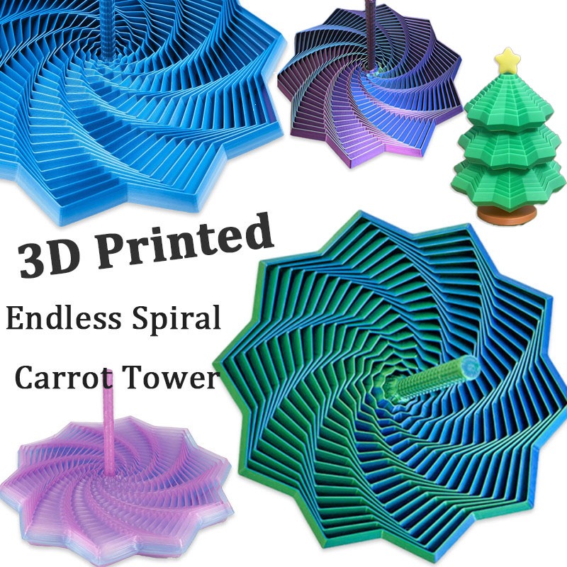3d Printed Endless Spiral Carrot Tower Visual Illusion Fidget Spinner ...