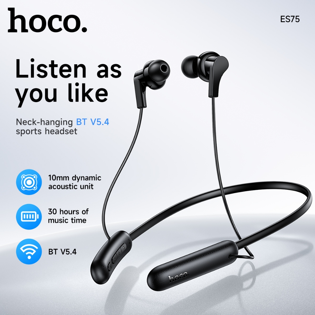 Hoco ES75 Neckband Headphones Bluetooth 5.4 Headset IPX4 Waterproof ...