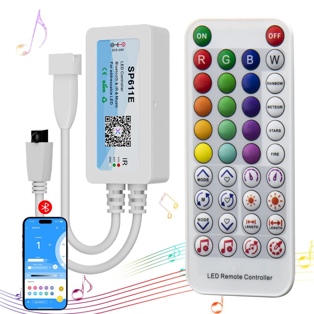 Bluetooth Music Pixel LED Smart Controller SP611E,for WS2811 WS2812 ...