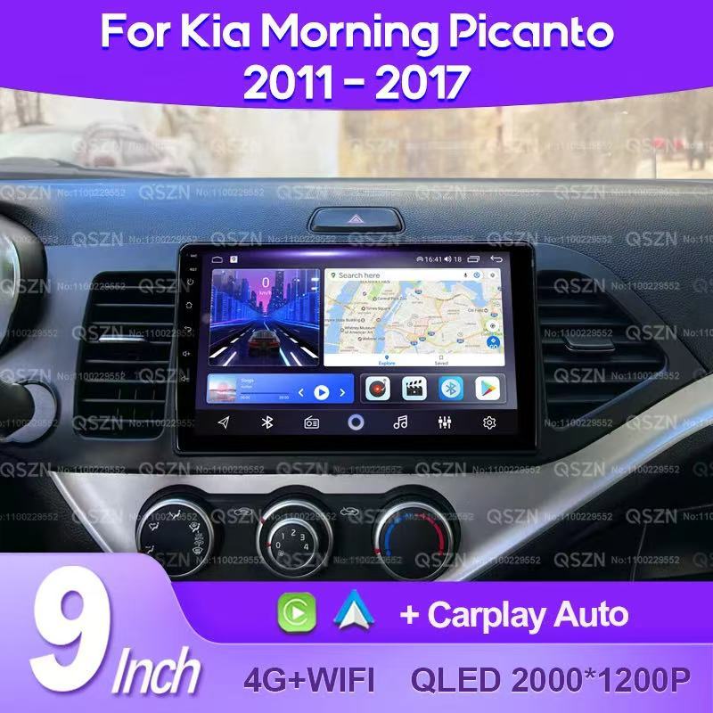 9" Android 13 Car Radio Multimedia Player With frame For Kia Picanto ...