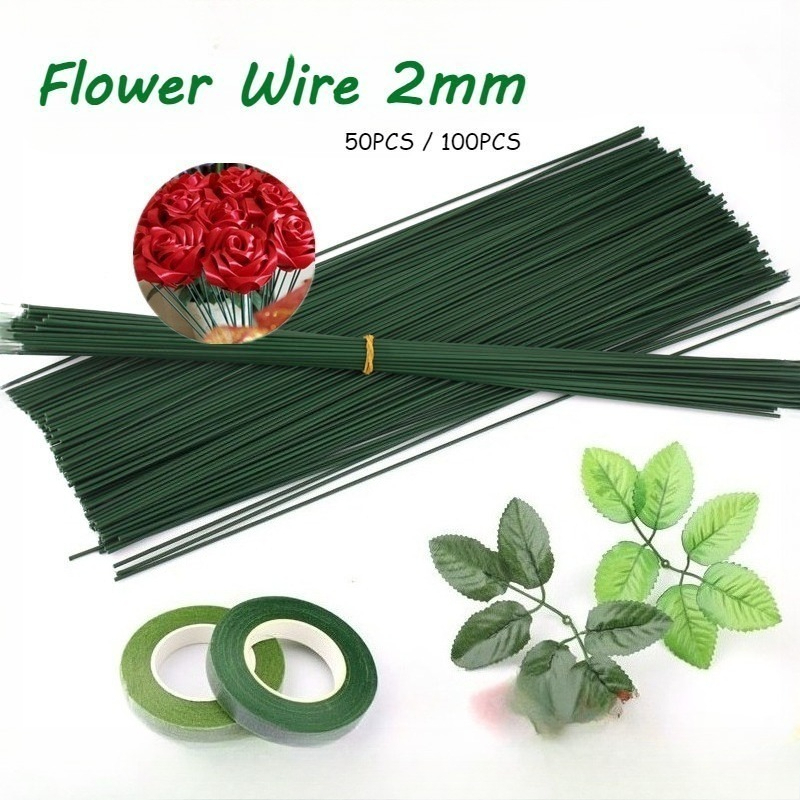 50pcs Floral Bamboo Stick Flower Iron Wire DIY Bouquet Making Material ...