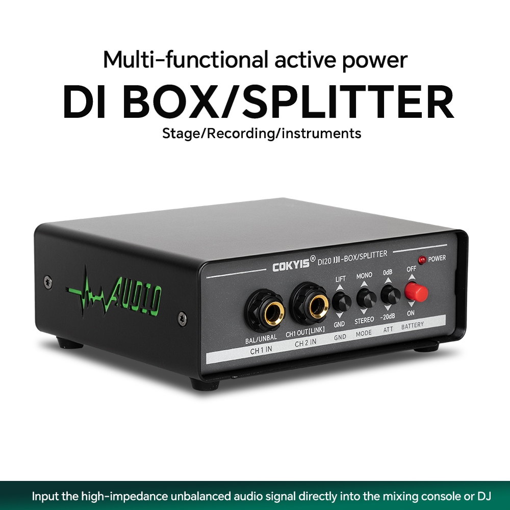 2 Channels Direct Injection Audio Box Active DI Box Splitter Ground ...