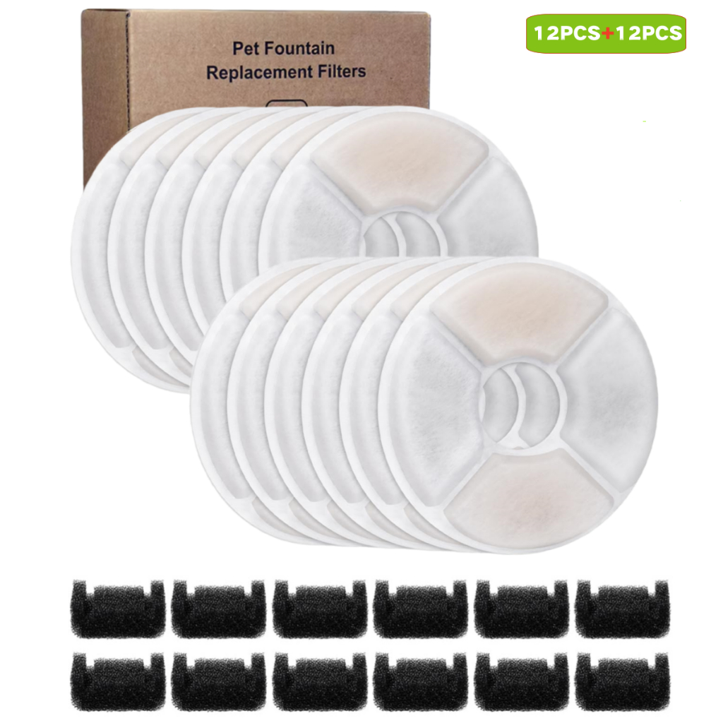 Cat Water Fountain Filter Replacement,Round Carbon Filters Set for 2.4L ...