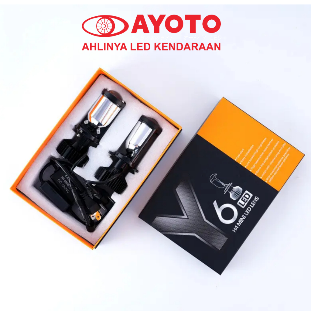 AYOTO LED Y6 H4 projector headlight bulb lamp high low beam plug n play ...