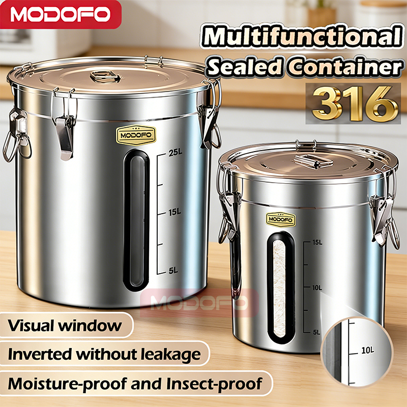 Stainless Steel Rice Bucket Visible MODOFO 316 98L with cover sealing ...