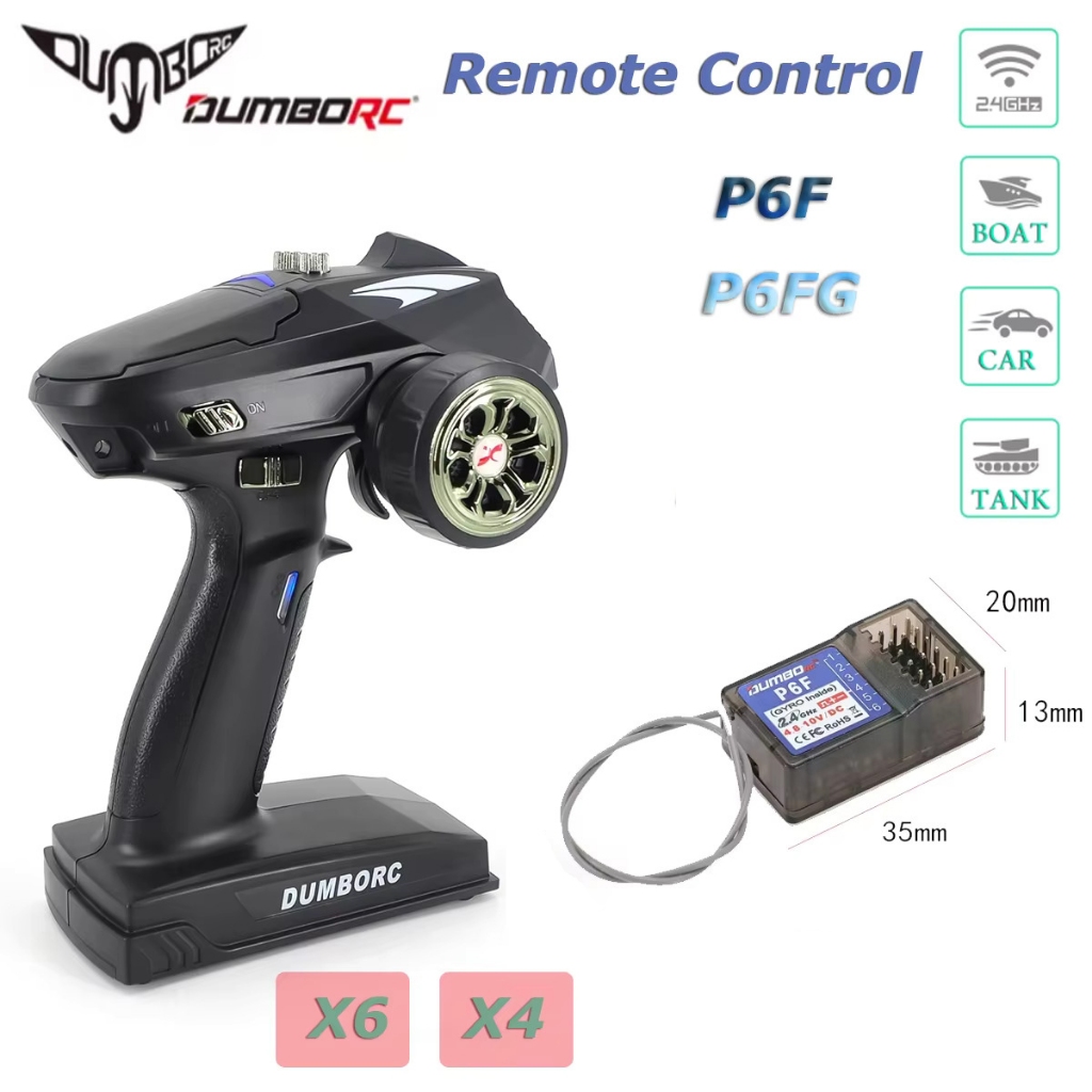 Récepteur 2,4 GHz Avec Gyroscope Pour RC DumboRC P6FG – 6 Canaux, Portée 400 M, 35x20x13 Mm, Pour Voiture/bateau/tank
