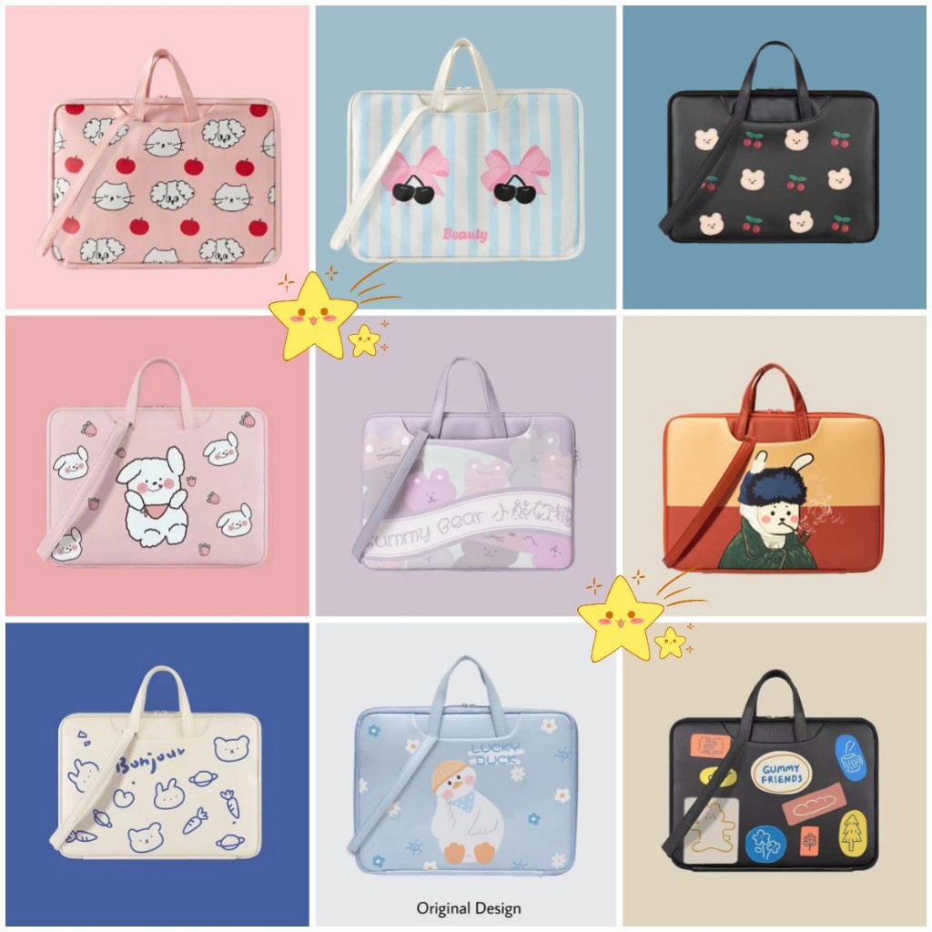 Laptop Bag Large Capacity Cartoon Cute PU Leather Waterproof Notebook ...